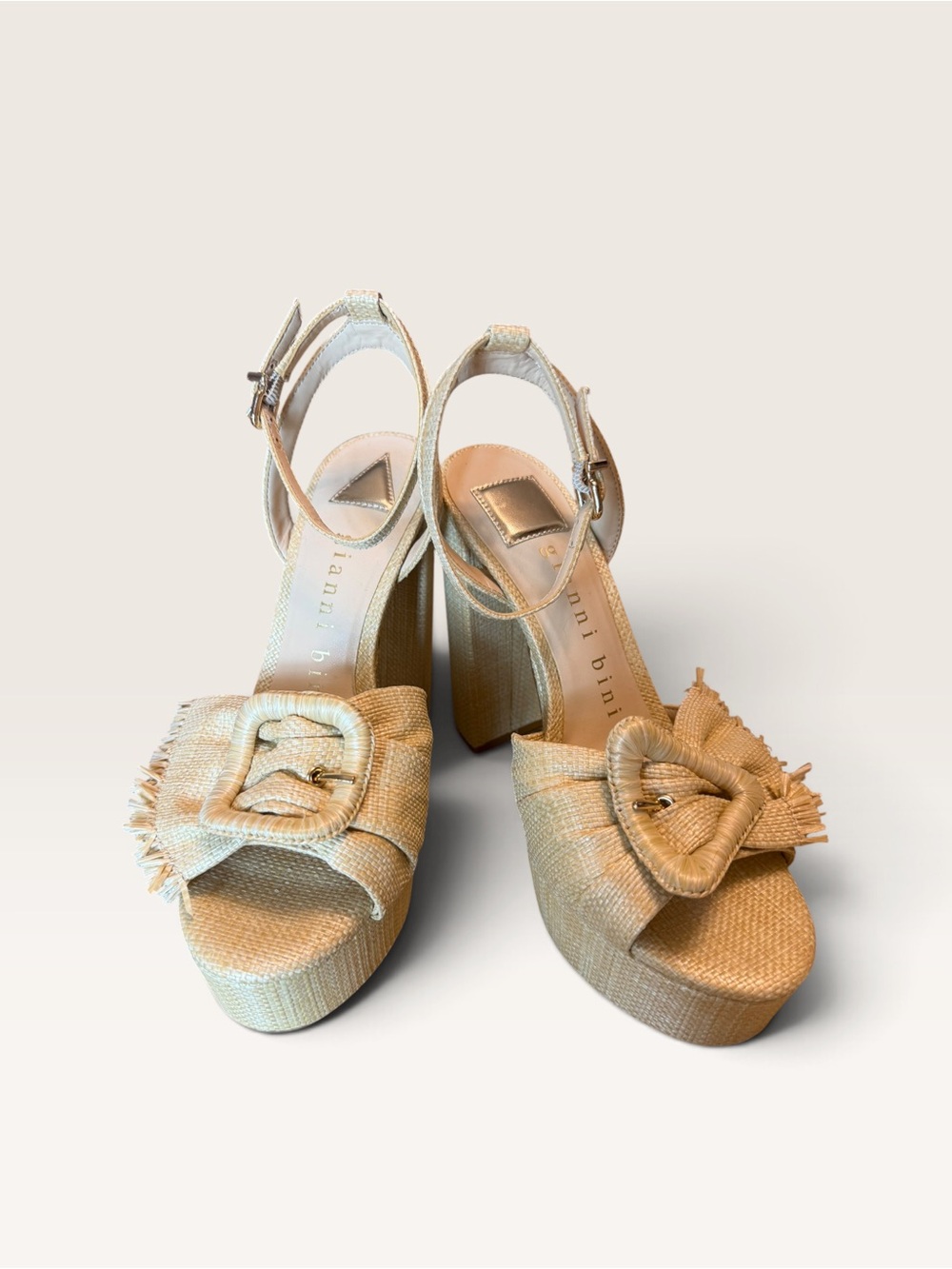 Gianni Bini Tobias Raffia Platform Heels 10 70s Boho Resort NWOB